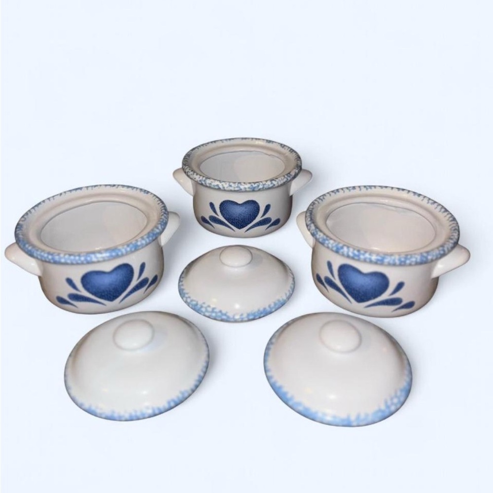 Blue Heart Pattern Mini Ceramic Pots - Picture 3 of 6